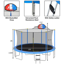 Load image into Gallery viewer, 14FT 15FT 16FT Trampoline with Enclosure Net and Ladder