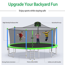 Load image into Gallery viewer, Trampoline 16FT 15FT 14FT 12FT Trampoline with Enclosure Net and Ladder, Outdoor Recreational Trampoline for Kids Backyard Bounce