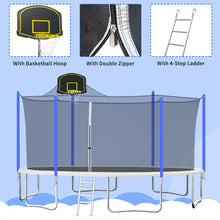 Load image into Gallery viewer, Trampoline 16FT 15FT 14FT 12FT Trampoline with Enclosure Net and Ladder, Outdoor Recreational Trampoline for Kids Backyard Bounce