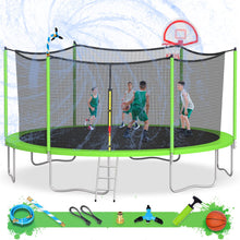 Load image into Gallery viewer, 1000LBS 16FT Trampoline for Kids, Outdoor Trampoline with Safety Enclosure Net Basketball Hoop and Ladder, Trampoline for Adults