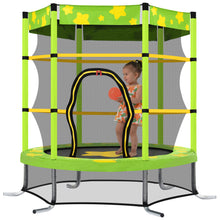 Load image into Gallery viewer, 55 Inch Kids Trampoline with Safety Enclosure Net, 4.5FT Outdoor Indoor Trampoline for Kids (Green)