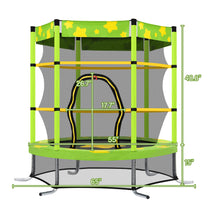 Load image into Gallery viewer, 55 Inch Kids Trampoline with Safety Enclosure Net, 4.5FT Outdoor Indoor Trampoline for Kids (Green)