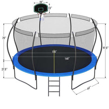 Load image into Gallery viewer, 14FT Trampoline for Kids with Safety Enclosure Net, Ladder, Spring Cover Padding, Basketball Hoop