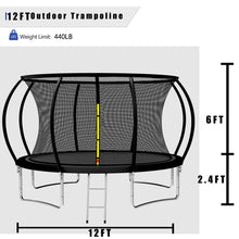 Load image into Gallery viewer, 8Ft 10Ft 12Ft 14Ft 15Ft 16Ft ASTM Certificated Trampoline with Safetty Enclosure Net & Spring Pad Waterproof Jump Mat & Ladder-12Ft-Green-Intranet