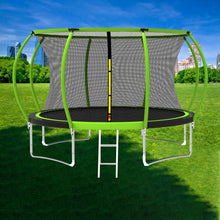Load image into Gallery viewer, 8Ft 10Ft 12Ft 14Ft 15Ft 16Ft ASTM Certificated Trampoline with Safetty Enclosure Net & Spring Pad Waterproof Jump Mat & Ladder-12Ft-Green-Intranet