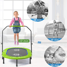 Load image into Gallery viewer, Twin Trampoline Kids Trampoline with Adjustable Handrail and Safety Cover(Green)