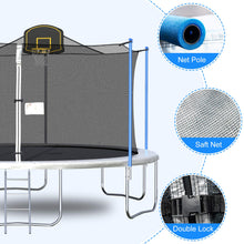 Load image into Gallery viewer, 15 16 FT Trampoline with Enclosure Net, Basketball Hoop and Ladder, Outdoor Family Jumping Trampoline for 6-8 Kids