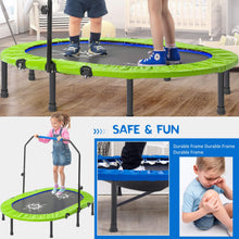 Load image into Gallery viewer, Twin Trampoline Kids Trampoline with Adjustable Handrail and Safety Cover(Green)