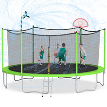 Load image into Gallery viewer, 16FT Trampoline with Basketball Hoop, Outdoor Trampolines Recreational Kids Trampoline with Enclosure Net Outdoor for 5-8 Children