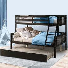 Load image into Gallery viewer, Tatub Twin Over Full Bunk Bed with Trundle, Ladder and Guard Rails, Pine Wood Frame, 3 in 1 Convertible Bunk Bed with Trundle for Kids, Teens, Adults, No Box Spring Needed