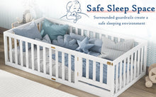 Load image into Gallery viewer, Tatub Twin Floor Bed with Safety Guardrails and Slats, Toddler Floor Bed Frame Twin Size for Girls and Boys, Wood Montessori Floor Bed for Kids