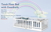 Load image into Gallery viewer, Tatub Twin Floor Bed with Safety Guardrails and Slats, Toddler Floor Bed Frame Twin Size for Girls and Boys, Wood Montessori Floor Bed for Kids
