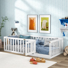 Load image into Gallery viewer, Tatub Twin Floor Bed with Safety Guardrails and Slats, Toddler Floor Bed Frame Twin Size for Girls and Boys, Wood Montessori Floor Bed for Kids