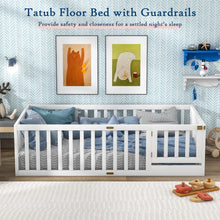 Load image into Gallery viewer, Tatub Twin Floor Bed with Safety Guardrails and Slats, Toddler Floor Bed Frame Twin Size for Girls and Boys, Wood Montessori Floor Bed for Kids