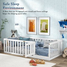 Load image into Gallery viewer, Tatub Twin Floor Bed with Safety Guardrails and Slats, Toddler Floor Bed Frame Twin Size for Girls and Boys, Wood Montessori Floor Bed for Kids