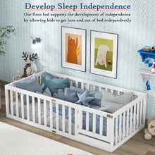 Load image into Gallery viewer, Tatub Twin Floor Bed with Safety Guardrails and Slats, Toddler Floor Bed Frame Twin Size for Girls and Boys, Wood Montessori Floor Bed for Kids