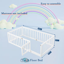 Load image into Gallery viewer, Tatub Twin Floor Bed with Safety Guardrails and Slats, Toddler Floor Bed Frame Twin Size for Girls and Boys, Wood Montessori Floor Bed for Kids
