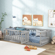 Load image into Gallery viewer, Tatub Twin Floor Bed with Safety Guardrails and Slats, Toddler Floor Bed Frame Twin Size for Girls and Boys, Wood Montessori Floor Bed for Kids
