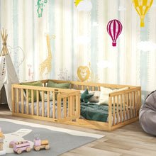 Load image into Gallery viewer, Tatub Twin Floor Bed with Safety Guardrails and Slats, Toddler Floor Bed Frame Twin Size for Girls and Boys, Wood Montessori Floor Bed for Kids