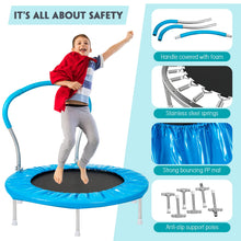 Load image into Gallery viewer, 36Inch Kids Trampoline for Toddlers, Indoor Mini Trampoline for Kids, Adult Fitness Trampoline for Indoor and Outdoor Use, Small Trampoline with Handle Bar and Padded Frame Cover