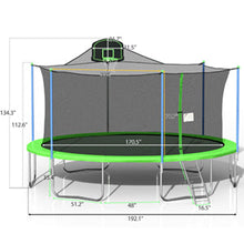 Load image into Gallery viewer, Trampoline 16FT 15FT 14FT 12FT Trampoline with Enclosure Net and Ladder, Outdoor Recreational Trampoline for Kids Backyard Bounce