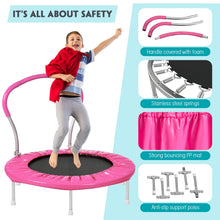Load image into Gallery viewer, 36Inch Kids Trampoline for Toddlers, Indoor Mini Trampoline for Kids, Adult Fitness Trampoline for Indoor and Outdoor Use, Small Trampoline with Handle Bar and Padded Frame Cover