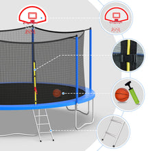 Load image into Gallery viewer, 1000LBS 16FT Trampoline for Kids, Outdoor Trampoline with Safety Enclosure Net Basketball Hoop and Ladder, Trampoline for Adults
