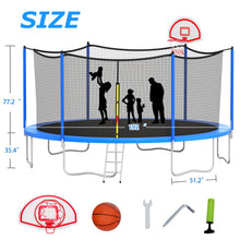 Load image into Gallery viewer, 1000LBS 16FT Trampoline for Kids, Outdoor Trampoline with Safety Enclosure Net Basketball Hoop and Ladder, Trampoline for Adults