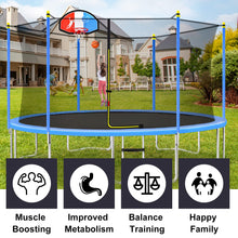 Load image into Gallery viewer, Trampoline 16FT 15FT 14FT 12FT Trampoline with Enclosure Net and Ladder, Outdoor Recreational Trampoline for Kids Backyard Bounce
