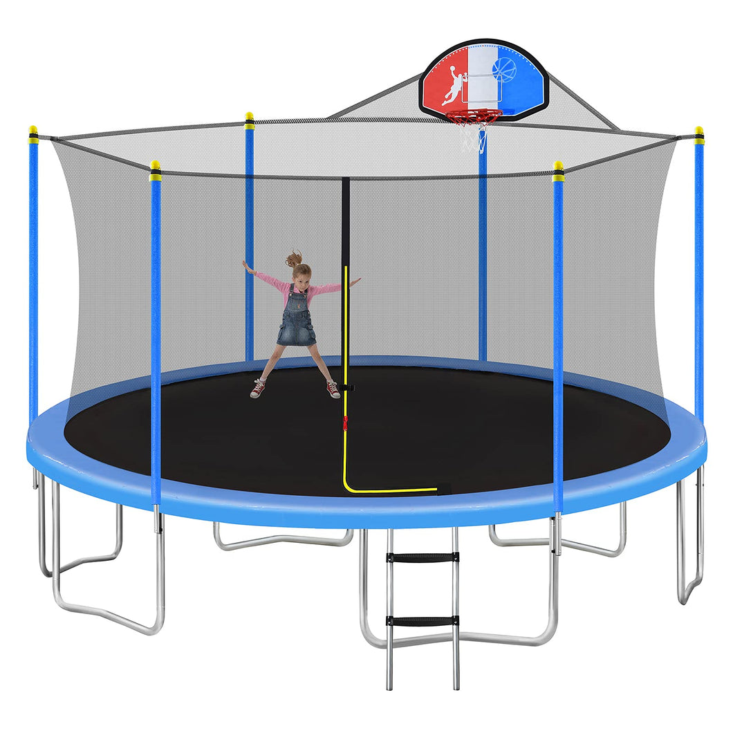 12FT 14FT 15FT 16FT Trampoline with Enclosure Net and Ladder