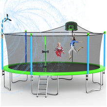 Load image into Gallery viewer, Tatub 16FT 15FT 14FT 12FT Trampoline For Kids Recreational Trampolines With Safety Enclosure Net Basketball Hoop And Ladder, Outdoor Backyard Bounce For 6-8 Children And Adults
