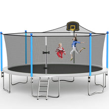 Load image into Gallery viewer, 16FT Trampoline for Kids Recreational Trampolines with Safety Enclosure Net Basketball Hoop and Ladder, Outdoor Backyard Bounce for 6-8 Children and Adults
