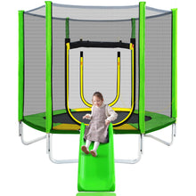 Load image into Gallery viewer, 7FT Trampoline for Kids with Safety Enclosure Net, Slide and Ladder, Easy Assembly Round Outdoor Recreational Trampoline
