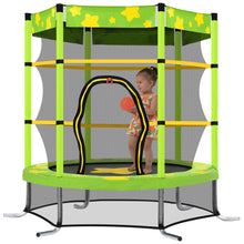 Load image into Gallery viewer, 55 Inch Kids Trampoline with Safety Enclosure Net, 4.5FT Outdoor Indoor Trampoline for Kids (Green)
