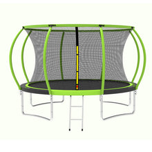 Load image into Gallery viewer, 8Ft 10Ft 12Ft 14Ft 15Ft 16Ft ASTM Certificated Trampoline with Safetty Enclosure Net &amp; Spring Pad Waterproof Jump Mat &amp; Ladder-12Ft-Green-Intranet
