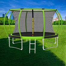 Load image into Gallery viewer, 8Ft 10Ft 12Ft 14Ft 15Ft 16Ft ASTM Certificated Trampoline with Safetty Enclosure Net &amp; Spring Pad Waterproof Jump Mat &amp; Ladder-12Ft-Green-Intranet
