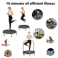 Load image into Gallery viewer, 36  Mini Trampoline Fitness Mini Jumper Trampoline with Handlebar for Kids &amp; Toddlers-Grey
