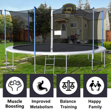 Load image into Gallery viewer, 15 16 FT Trampoline with Enclosure Net, Basketball Hoop and Ladder, Outdoor Family Jumping Trampoline for 6-8 Kids

