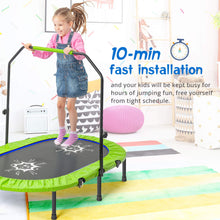 Load image into Gallery viewer, Twin Trampoline Kids Trampoline with Adjustable Handrail and Safety Cover(Green)
