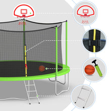 Load image into Gallery viewer, 16FT Trampoline with Basketball Hoop, Outdoor Trampolines Recreational Kids Trampoline with Enclosure Net Outdoor for 5-8 Children
