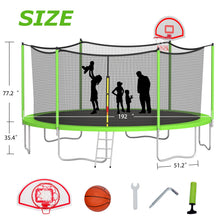 Load image into Gallery viewer, 16FT Trampoline with Basketball Hoop, Outdoor Trampolines Recreational Kids Trampoline with Enclosure Net Outdoor for 5-8 Children
