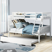 Load image into Gallery viewer, Tatub Twin Over Full Bunk Bed with Trundle, Ladder and Guard Rails, Pine Wood Frame, 3 in 1 Convertible Bunk Bed with Trundle for Kids, Teens, Adults, No Box Spring Needed
