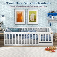Load image into Gallery viewer, Tatub Twin Floor Bed with Safety Guardrails and Slats, Toddler Floor Bed Frame Twin Size for Girls and Boys, Wood Montessori Floor Bed for Kids
