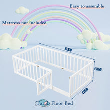 Load image into Gallery viewer, Tatub Twin Floor Bed with Safety Guardrails and Slats, Toddler Floor Bed Frame Twin Size for Girls and Boys, Wood Montessori Floor Bed for Kids
