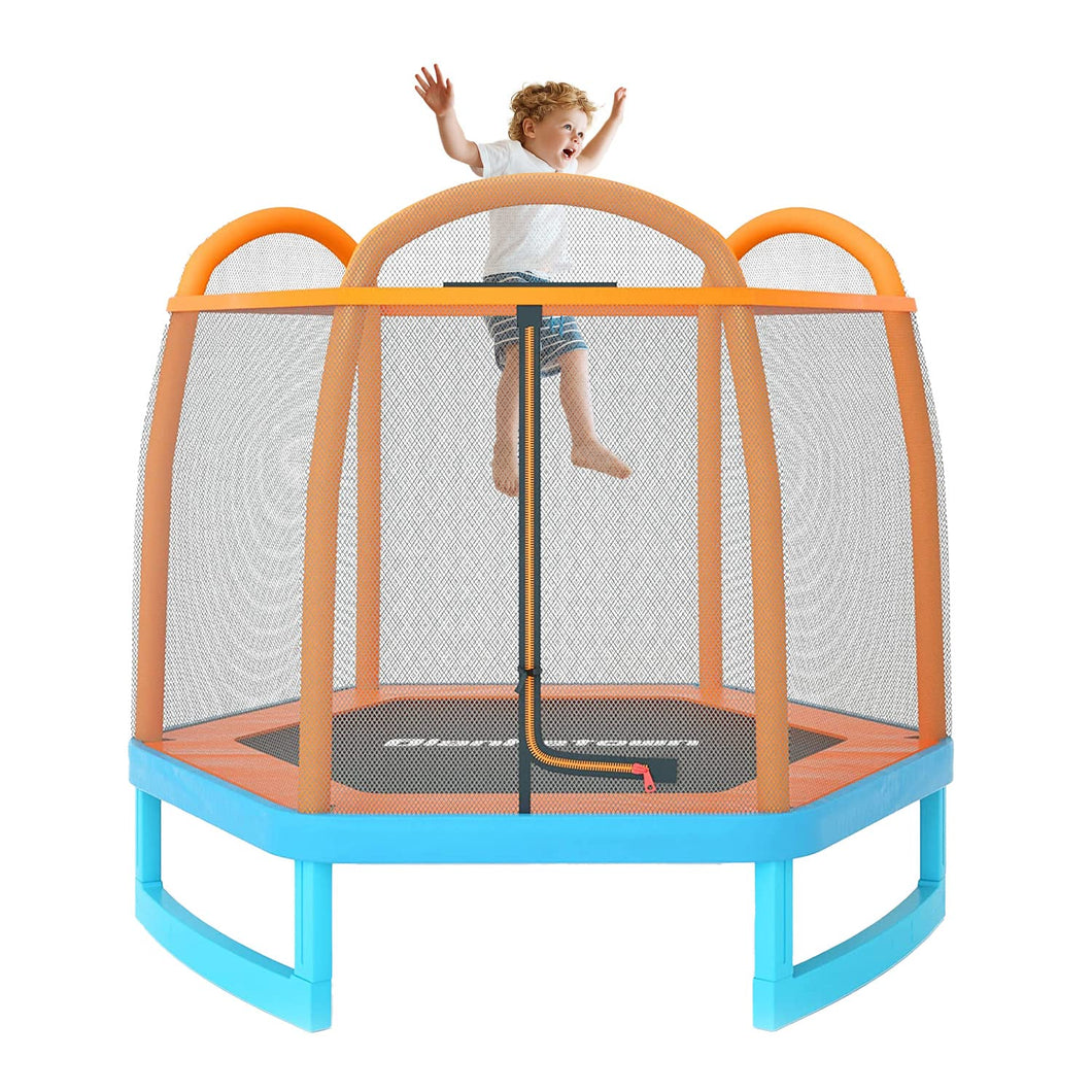 7FT Kids Trampoline with Safety Enclosure Net ,Indoor&Outdoor Trampoline for Kids, Mini Round Bounce Jumper 7 Foot,Great Kids Gift